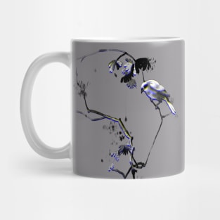 Japanese bird on a branch sumi-e Mug